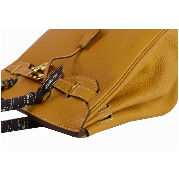 HERMES Birkin 30cm 2014 Clemence Leather Tote Bag Mustard