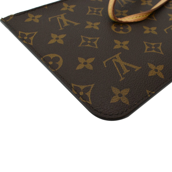 LOUIS VUITTON Neverfull Monogram Canvas Pochette Wristlet Pouch Brown
