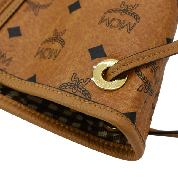 MCM Reversible Liz Medium Visetos Canvas Shopper Tote Bag Cognac