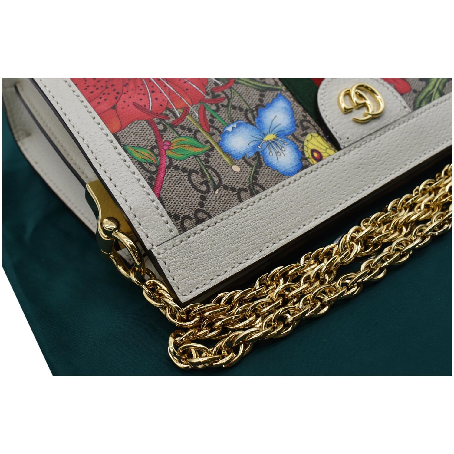 Gucci GG Supreme Monogram Flora Web Small Ophidia Chain Shoulder Bag