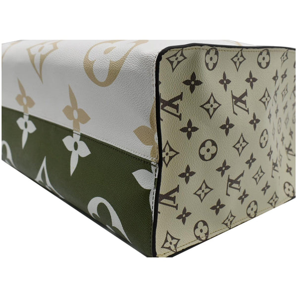 LOUIS VUITTON Onthego GM Giant Monogram Canvas Tote Shoulder Bag Khaki Green