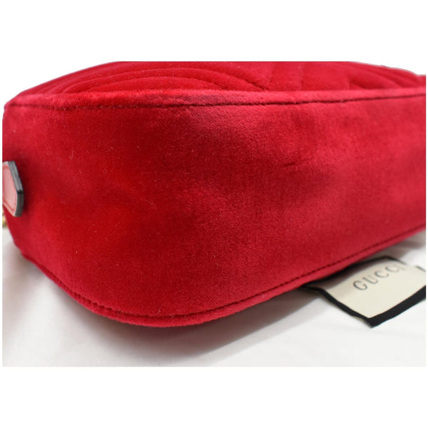 GUCCI GG Marmont Small Velvet Matelasse Crossbody Bag Red 447632