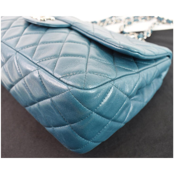 CHANEL Jumbo Single Flap Lambskin Leather Crossbody Bag Teal