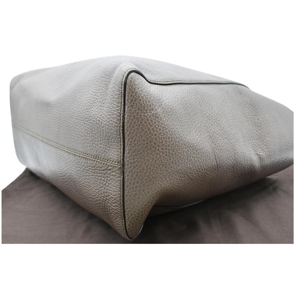 GUCCI Swing Pebbled Calfskin Leather Tote Bag Taupe 354397