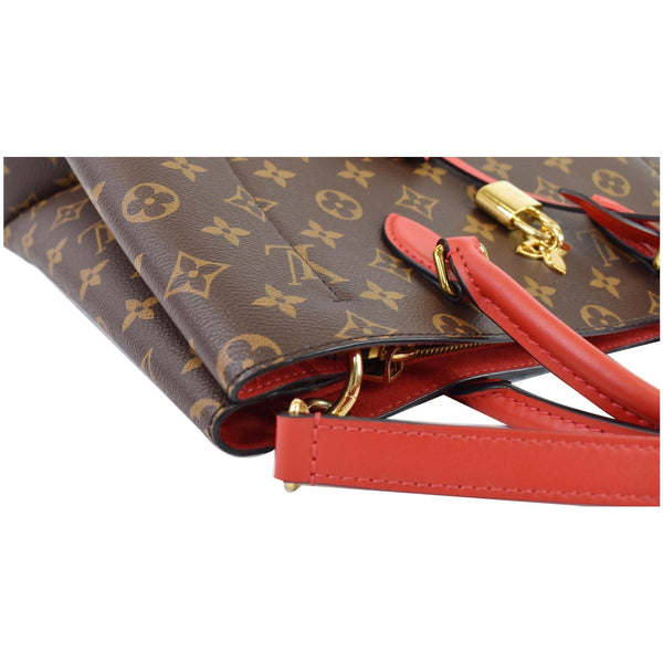 Louis Vuitton Flower Monogram Canvas Shoulder Tote Bag - red shoulder strap