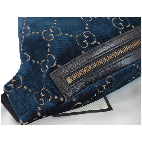 GUCCI GG Monogram Velvet Belt Bumbag Dark Blue 574968