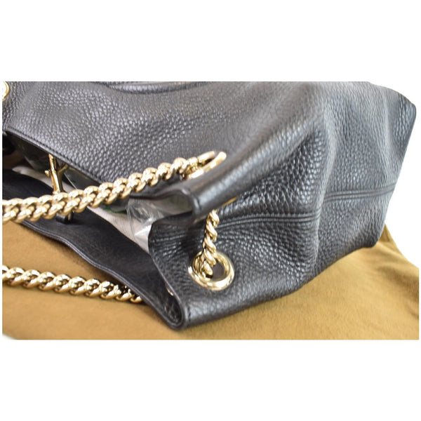 GUCCI Soho Pebbled Leather Chain Shoulder Bag 308982 Black