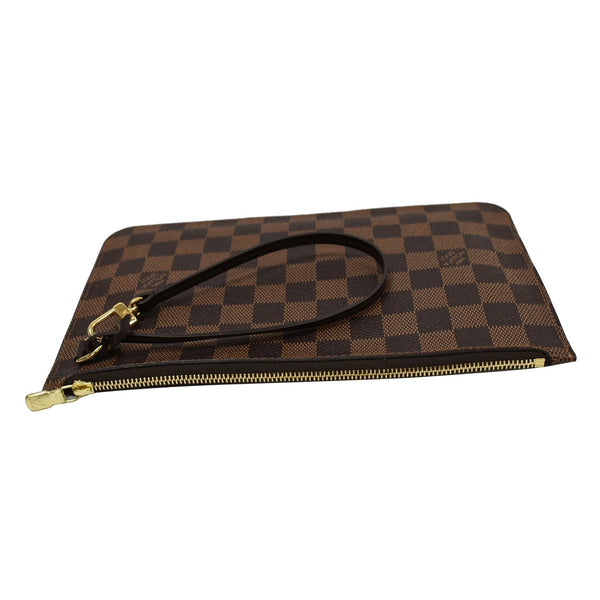LOUIS VUITTON Neverfull MM Damier Ebene Pochette Wristlet Pouch Brown