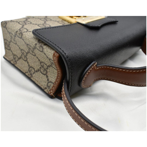 GUCCI Padlock Mini GG Supreme Canvas Top Handle Crossbody Bag Beige 652683