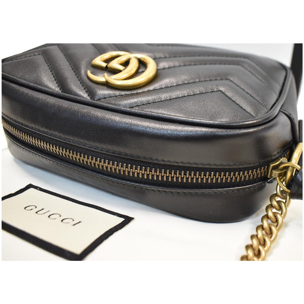 GUCCI GG Marmont Matelasse Mini Leather Crossbody Bag Black 448065
