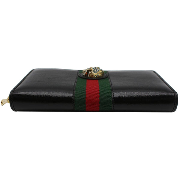 GUCCI Rajah Zip Around Leather Wallet Black 573791