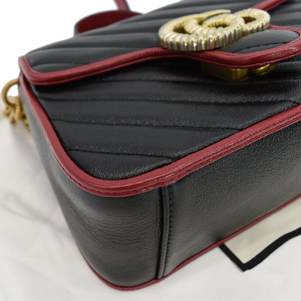 GUCCI GG Torchon Marmont Mini Top Handle Crossbody Bag 583571 Black/Cerise - Hot Deals