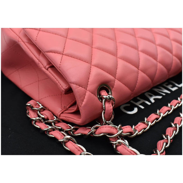 CHANEL Jumbo Double Flap Leather Shoulder Bag Pink