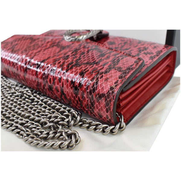 GUCCI Dionysus Mini Python Leather Crossbody Chain Wallet Red 401231