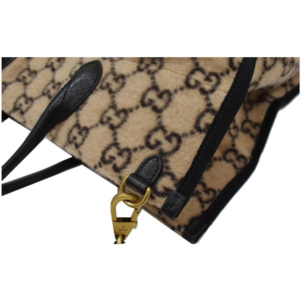 GUCCI GG Monogram Wool Tote Shoulder Bag Beige 598169