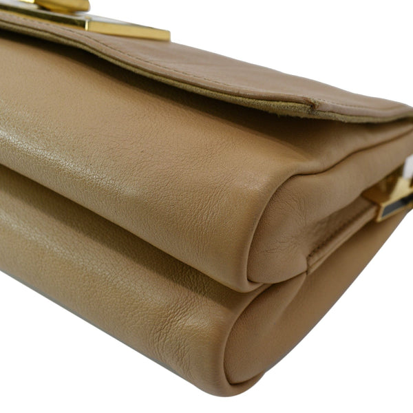 FENDI Claudia Pequin Embossed Leather Wallet Crossbody Bag Beige