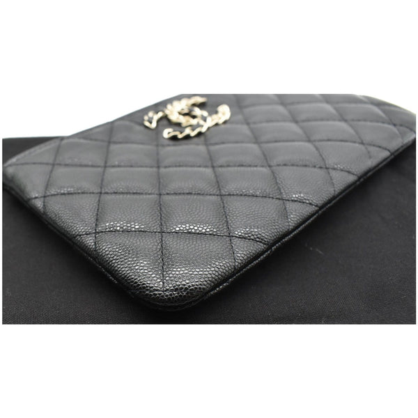 CHANEL French New Wave CC Caviar Quilted Pouch Black