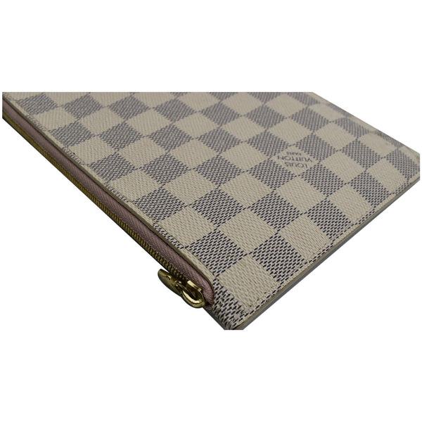 LOUIS VUITTON Neverfull MM Damier Azur Pochette Wristlet Pouch Rose Ballerine