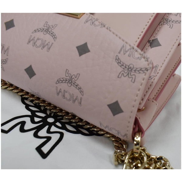 MCM Mini Patricia Visetos Leather Crossbody Bag Powder Pink