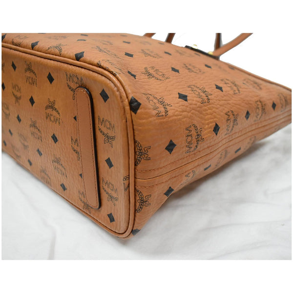 MCM Medium Anya Top Zip Visetos Canvas Shopper Tote Bag Cognac