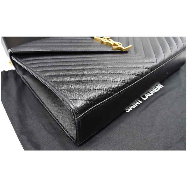 YVES SAINT LAURENT Large Envelope Grain De Poudre Chain Shoulder Bag Black