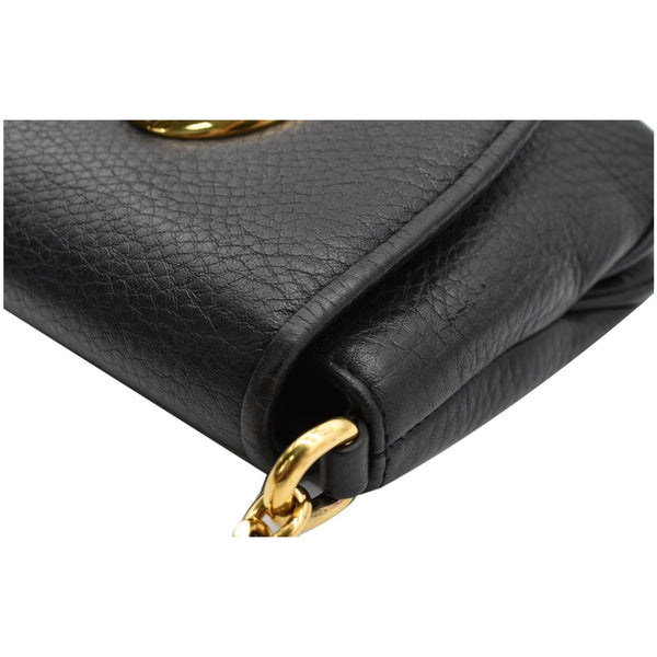 GUCCI Small 1973 Pebbled Leather Chain Crossbody Bag Black 251821