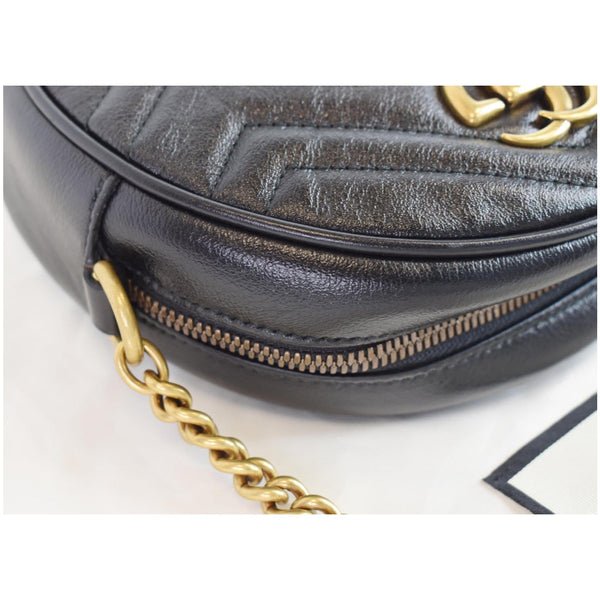 GUCCI GG Marmont Mini Round Leather Crossbody Bag Black 550154