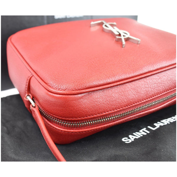 YVES SAINT LAURENT Lou Camera Monogram Leather Shoulder Bag Red