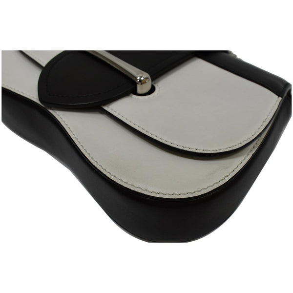 PRADA City Sidonie Small Leather Crossbody Bag Black/White - Last Call