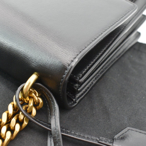 YVES SAINT LAURENT Monogram Sunset Medium Leather Shoulder Bag Black