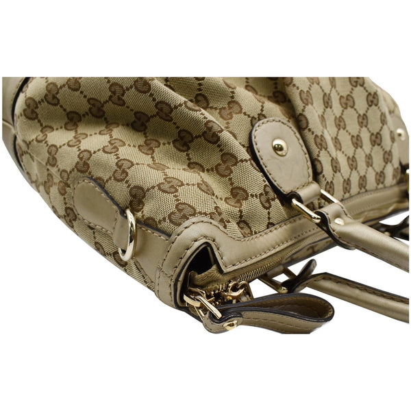 GUCCI Sukey GG Canvas Top Handle Satchel Bag Beige 285730
