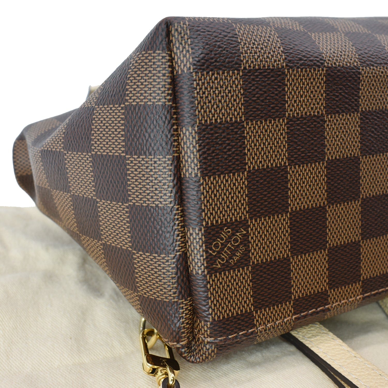 authentic louis vuitton clapton backpack damier ebene beige leather LOUIS VUITTON Clapton Damier Ebene Backpack Bag Creme Beige