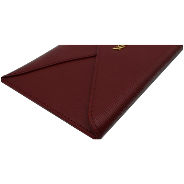 PRADA Envelope Leather Clutch Wallet Red