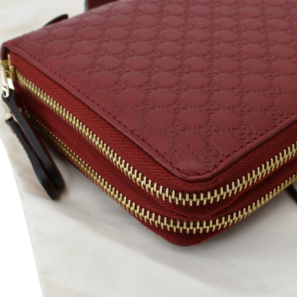 GUCCI Microguccissima GG Leather Double Zip Large Wallet Red 544250