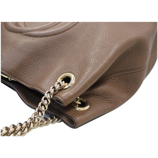 Gucci Soho Pebbled Leather Chain Shoulder Tote Bag golden chain