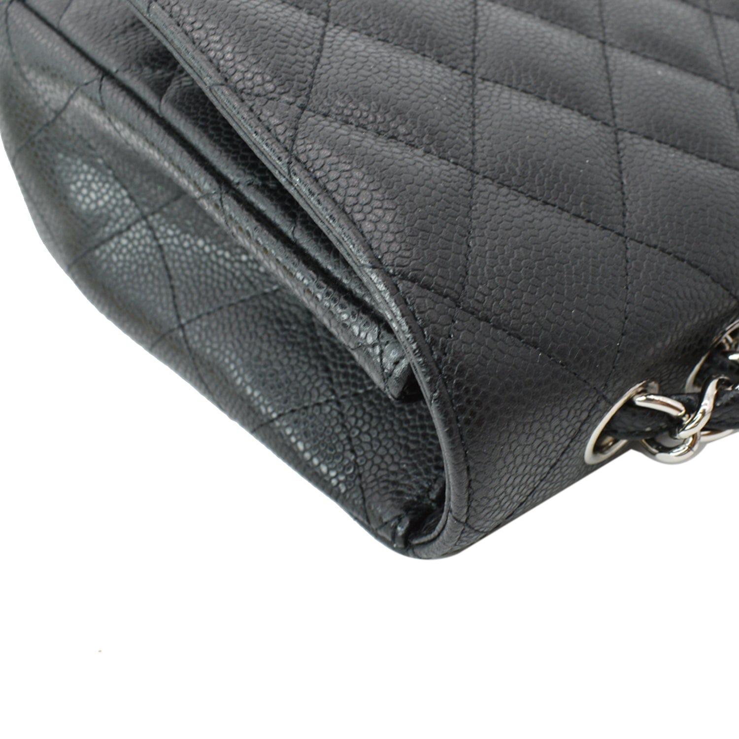 Chanel Grey Quilted Caviar Leather Jumbo Classic Single Flap Bag Chanel