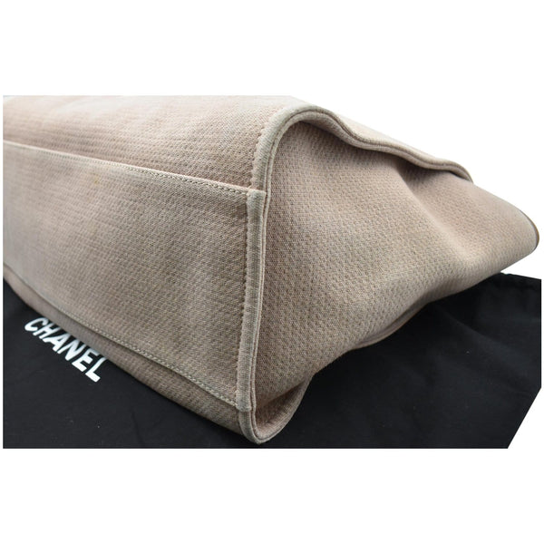 CHANEL Deauville Large Canvas Tote Bag Beige