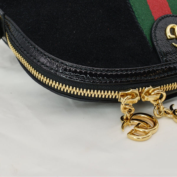 GUCCI Ophidia GG Small Suede Shoulder Bag Black 499621