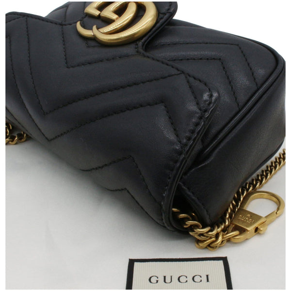GUCCI GG Marmont Super Mini Leather Crossbody Bag Black 476433