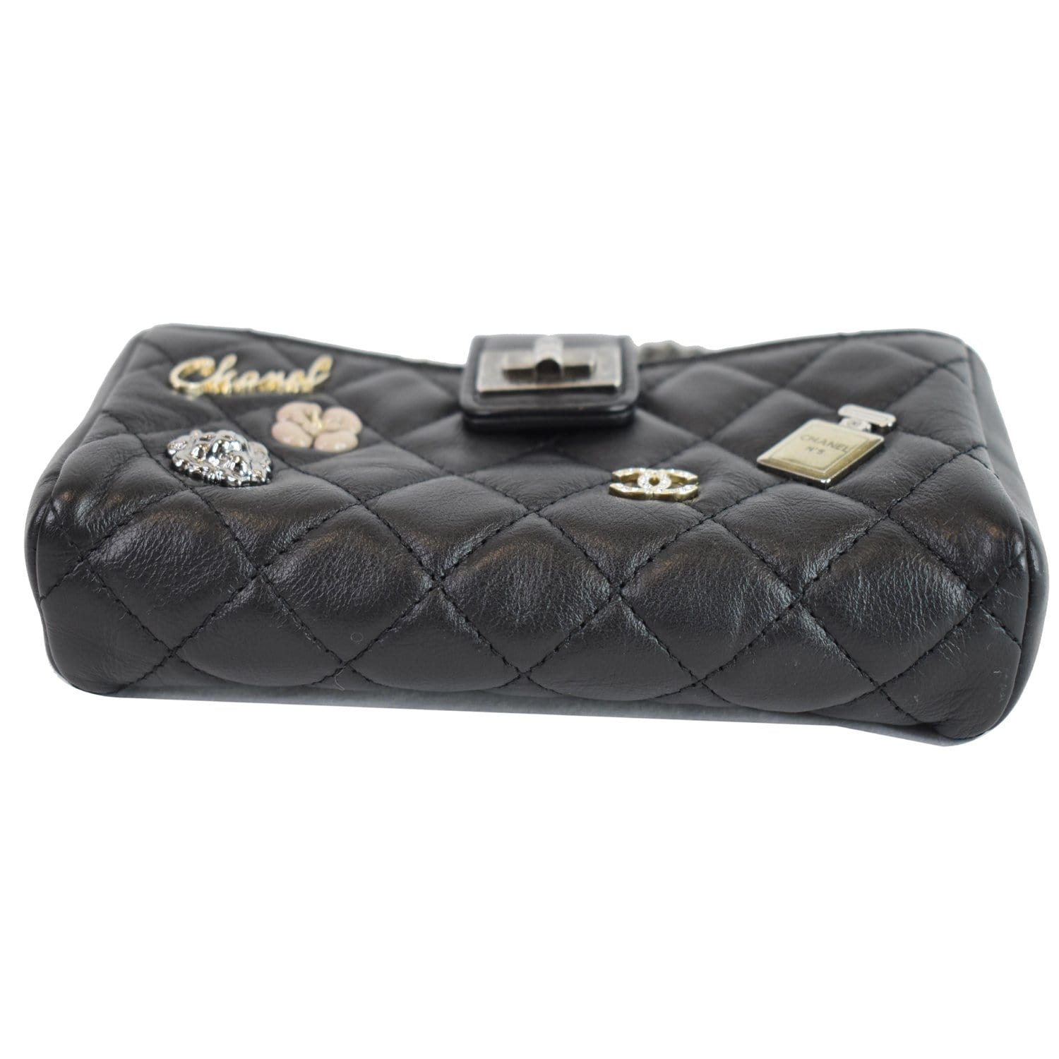 Black Quilted Aged Calfskin Lucky Charms Reissue O Case Pouch Gold  Hardware, 2018