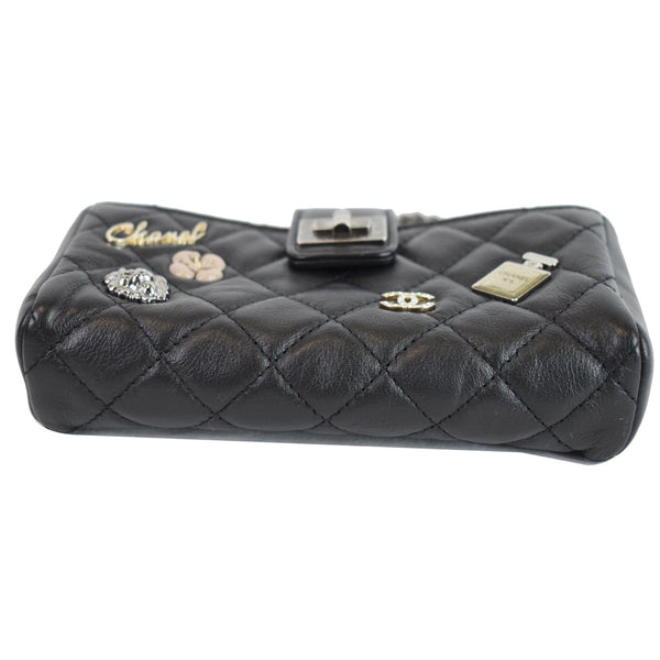 CHANEL Reissue Lucky Charm Quilted Leather Chain Crossbody Clutch Bag Black