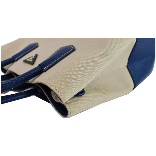 PRADA Galliera Two Tone Leather Tote Bag Blue/Tan