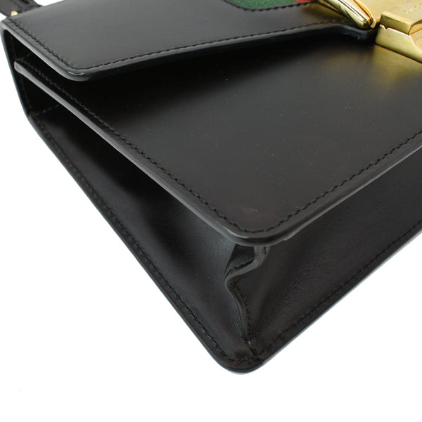 GUCCI Sylvie Small Leather Shoulder Bag Black 421882