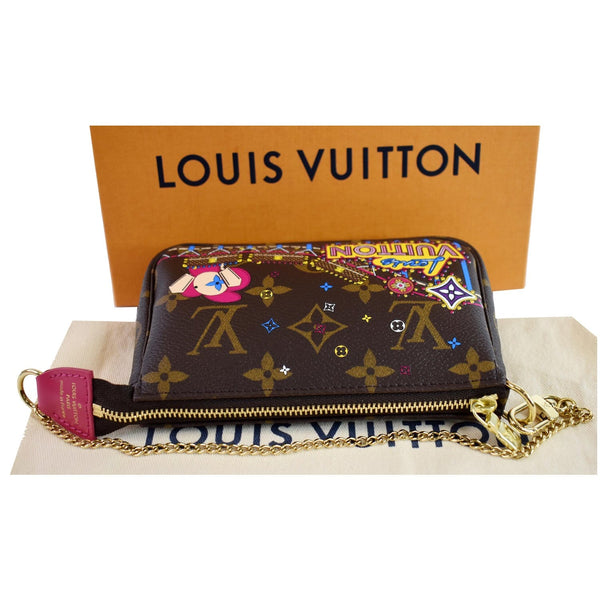 LOUIS VUITTON Mini Pochette Christmas Monogram Canvas Accessoires Pouch Brown