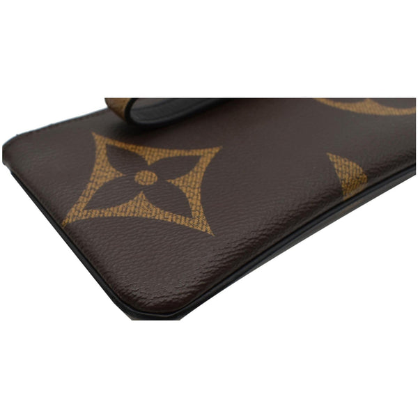LOUIS VUITTON Trio Rectangle Giant Monogram Reverse Wristlet Pouch Brown