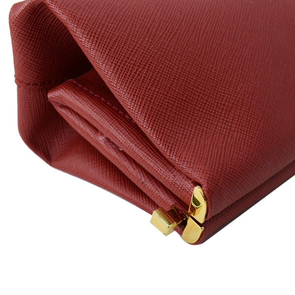 Prada East-West Frame Saffiano Leather Clutch Bag Red | DDH