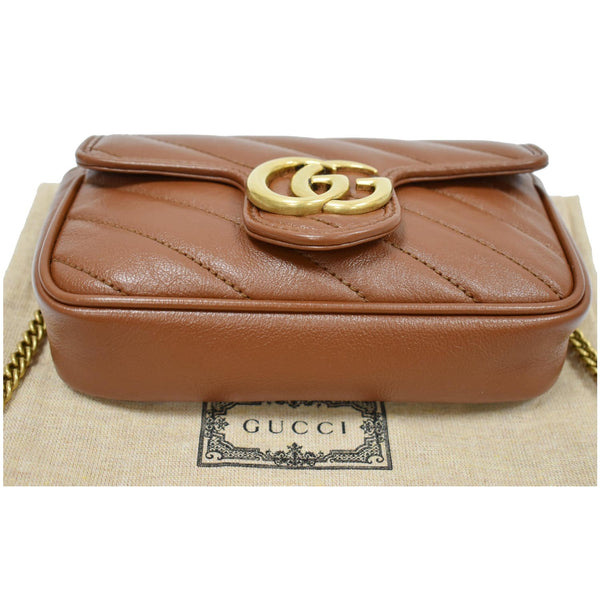 GUCCI GG Marmont Super Mini Matelasse Leather Crossbody Bag Brown 476433