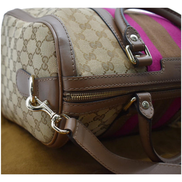 GUCCI Vintage Web GG Canvas Boston Bag Beige 247205