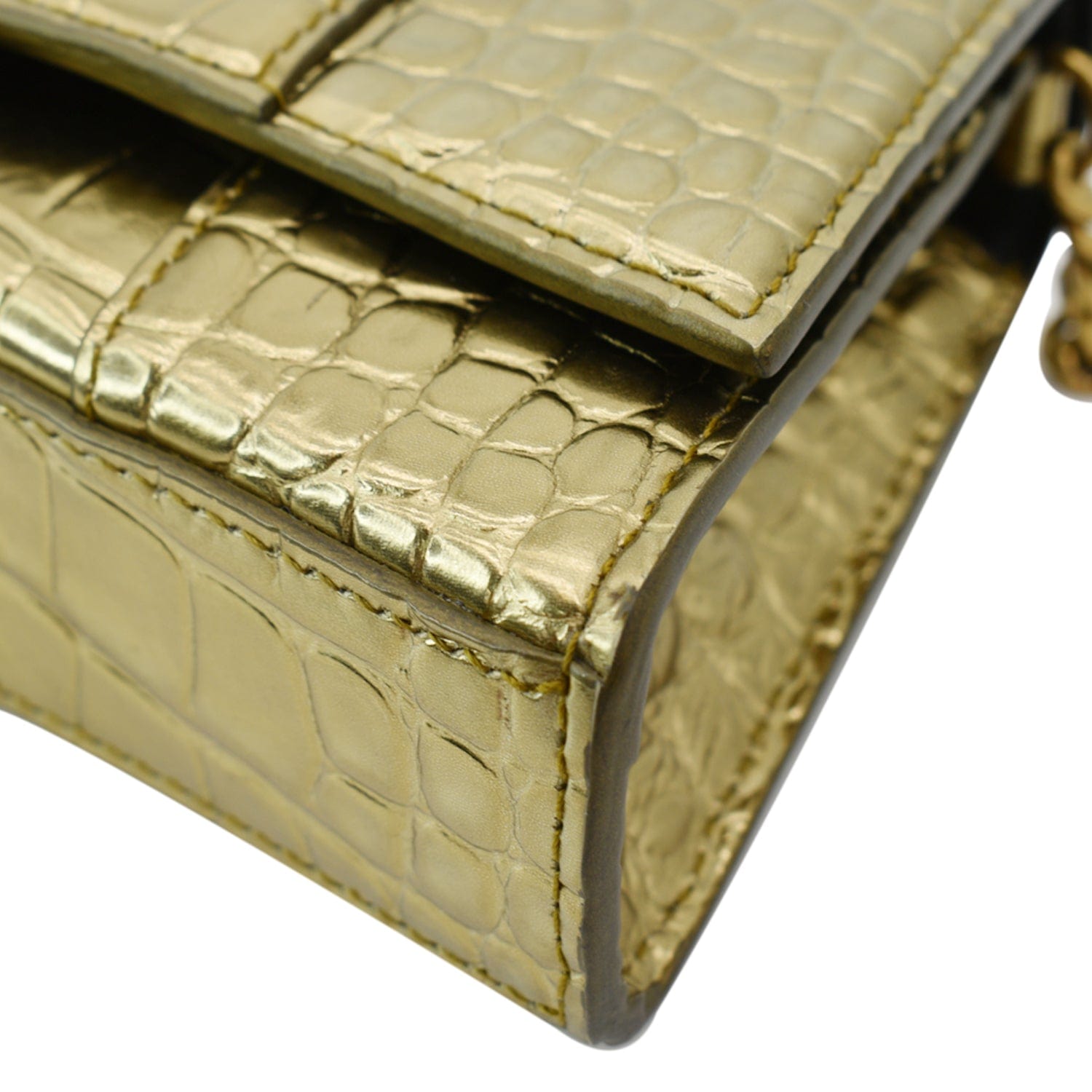 Chanel Boy WOC Handbag Black/Gold Croc Embossed Calfskin and