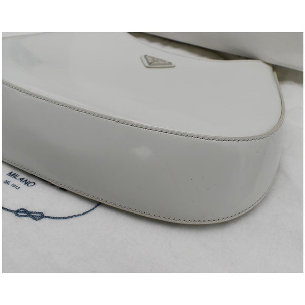 PRADA Cleo Brushed Leather Shoulder Bag White